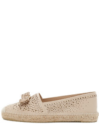 hellbeige Leder Espadrilles von Salvatore Ferragamo