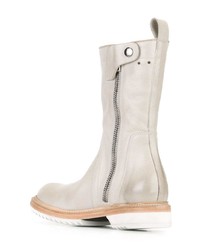 hellbeige Leder mittelalte Stiefel von Rick Owens