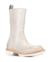 hellbeige Leder mittelalte Stiefel von Rick Owens