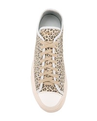 hellbeige Leder niedrige Sneakers mit Leopardenmuster von Visvim