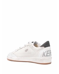 hellbeige Leder niedrige Sneakers mit Leopardenmuster von Golden Goose