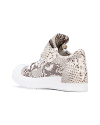 hellbeige Leder niedrige Sneakers mit Schlangenmuster von Cinzia Araia