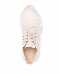 hellbeige Leder niedrige Sneakers von Rick Owens DRKSHDW