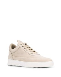 hellbeige Leder niedrige Sneakers von Filling Pieces