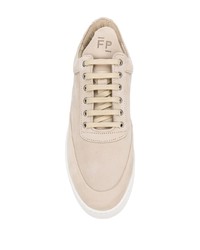 hellbeige Leder niedrige Sneakers von Filling Pieces