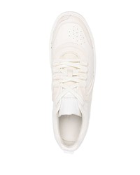 hellbeige Leder niedrige Sneakers von Balmain