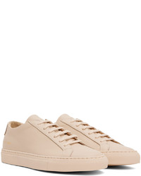 hellbeige Leder niedrige Sneakers von Common Projects