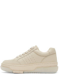 hellbeige Leder niedrige Sneakers von Amiri