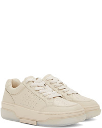 hellbeige Leder niedrige Sneakers von Amiri