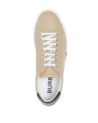 hellbeige Leder niedrige Sneakers von Burberry