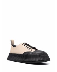 hellbeige Leder niedrige Sneakers von Jil Sander