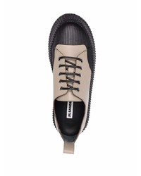 hellbeige Leder niedrige Sneakers von Jil Sander