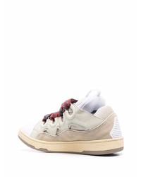 hellbeige Leder niedrige Sneakers von Lanvin