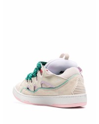 hellbeige Leder niedrige Sneakers von Lanvin