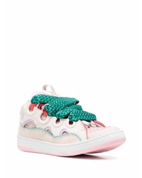 hellbeige Leder niedrige Sneakers von Lanvin