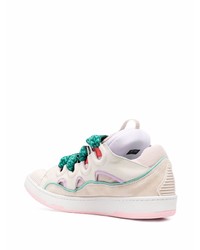 hellbeige Leder niedrige Sneakers von Lanvin