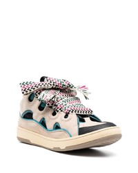 hellbeige Leder niedrige Sneakers von Lanvin