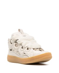 hellbeige Leder niedrige Sneakers von Lanvin