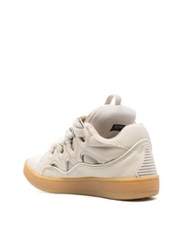 hellbeige Leder niedrige Sneakers von Lanvin