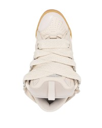 hellbeige Leder niedrige Sneakers von Lanvin