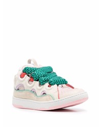 hellbeige Leder niedrige Sneakers von Lanvin