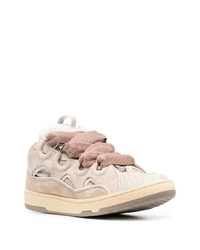 hellbeige Leder niedrige Sneakers von Lanvin