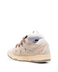 hellbeige Leder niedrige Sneakers von Lanvin