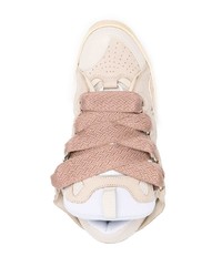 hellbeige Leder niedrige Sneakers von Lanvin