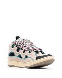 hellbeige Leder niedrige Sneakers von Lanvin