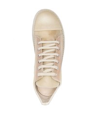 hellbeige Leder niedrige Sneakers von Rick Owens