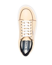 hellbeige Leder niedrige Sneakers von Sunnei