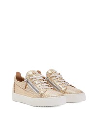 hellbeige Leder niedrige Sneakers von Giuseppe Zanotti