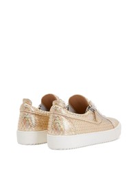 hellbeige Leder niedrige Sneakers von Giuseppe Zanotti