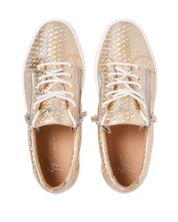 hellbeige Leder niedrige Sneakers von Giuseppe Zanotti