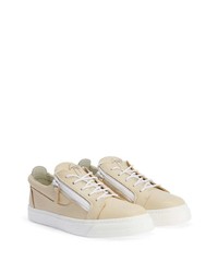 hellbeige Leder niedrige Sneakers von Giuseppe Zanotti