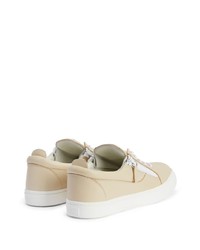 hellbeige Leder niedrige Sneakers von Giuseppe Zanotti