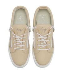 hellbeige Leder niedrige Sneakers von Giuseppe Zanotti