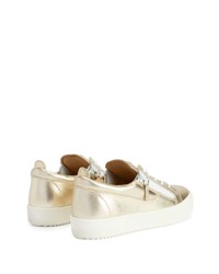 hellbeige Leder niedrige Sneakers von Giuseppe Zanotti