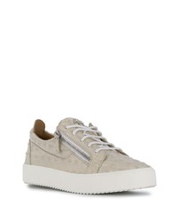 hellbeige Leder niedrige Sneakers von Giuseppe Zanotti