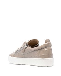 hellbeige Leder niedrige Sneakers von Giuseppe Zanotti