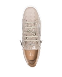 hellbeige Leder niedrige Sneakers von Giuseppe Zanotti