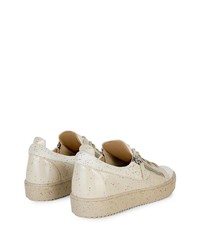 hellbeige Leder niedrige Sneakers von Giuseppe Zanotti