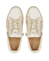 hellbeige Leder niedrige Sneakers von Giuseppe Zanotti