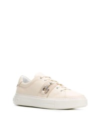 hellbeige Leder niedrige Sneakers von Salvatore Ferragamo