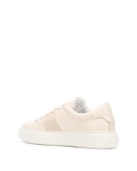 hellbeige Leder niedrige Sneakers von Salvatore Ferragamo