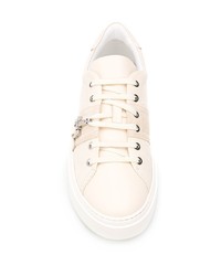 hellbeige Leder niedrige Sneakers von Salvatore Ferragamo