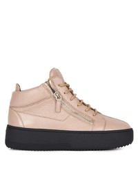 hellbeige Leder niedrige Sneakers von Giuseppe Zanotti