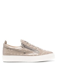 hellbeige Leder niedrige Sneakers von Giuseppe Zanotti