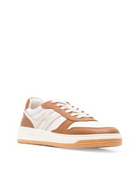 hellbeige Leder niedrige Sneakers von Hogan