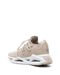 hellbeige Leder niedrige Sneakers von Ea7 Emporio Armani